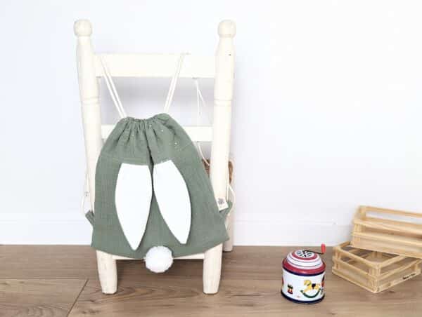 sac lapin vert tilleul pois doré Léontine et Camomille