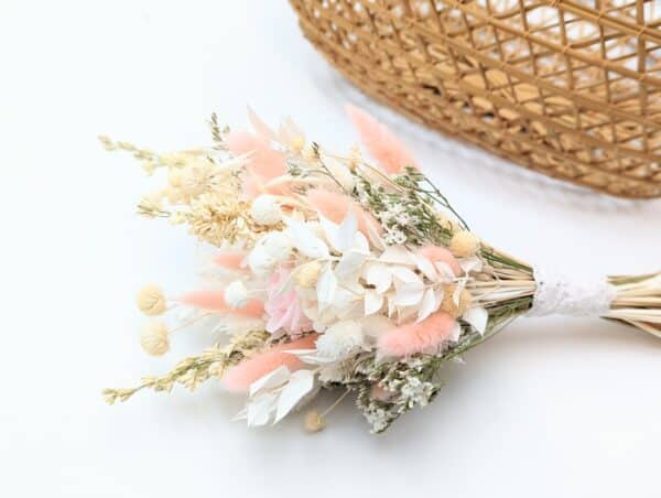 Bouquet fleurs séchées mariage rose augustine