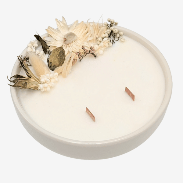 Bougie fleurs séchées Blanc Pâquerette Bertille La Famille de Camomille parfumée Coton