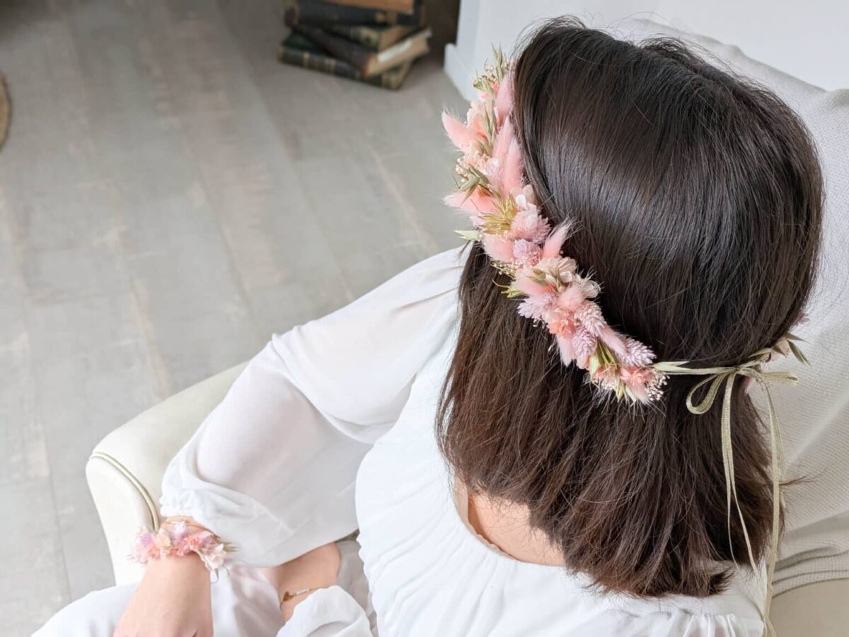 Bracelet en Fleurs Séchées & Stabilisées Rose Romantique – Image 4