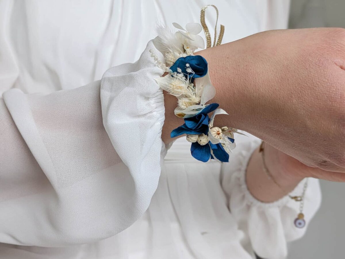 Bracelet en Fleurs Séchées & Stabilisées Bleu Bourrache – Image 3