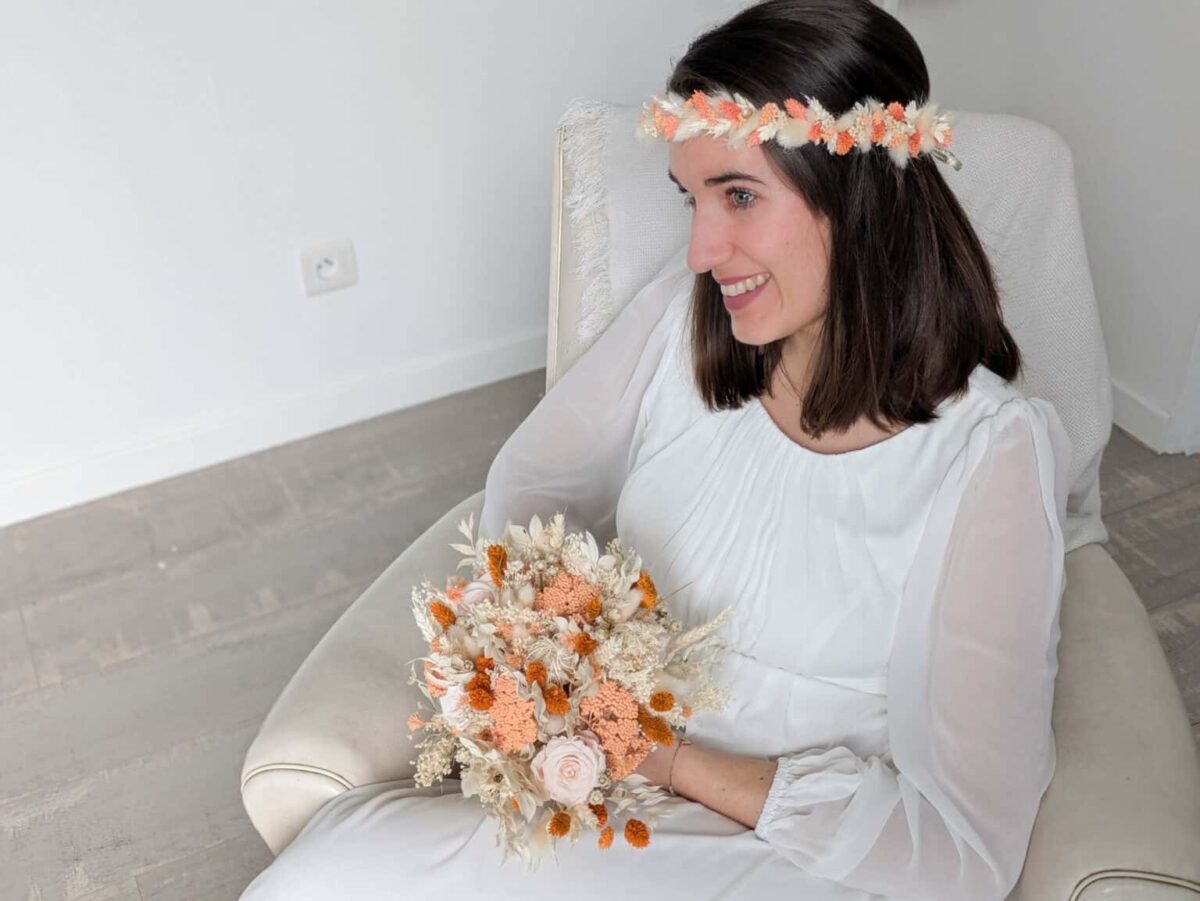 Couronne de Mariage en Fleurs Séchées Ton Sauvage – Image 5