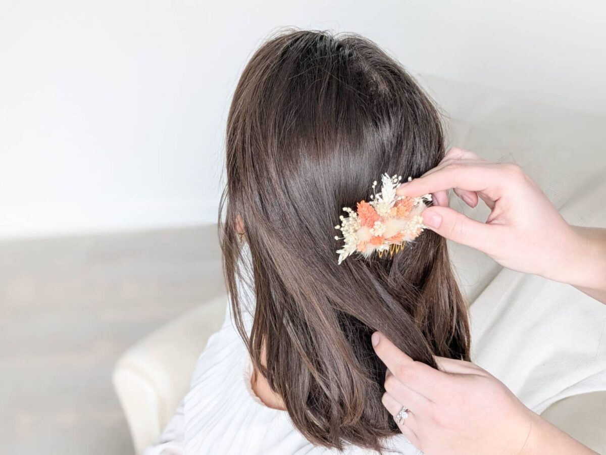 Peigne Mariage en Fleurs Séchées Ton Sauvage – Image 2