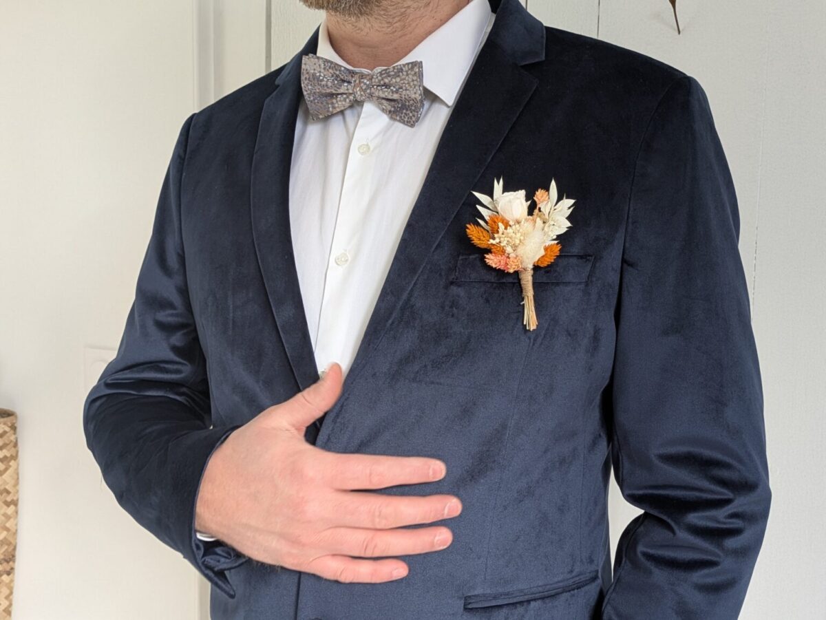 Boutonnières Mariage en Fleurs Séchées Ton Sauvage – Image 2